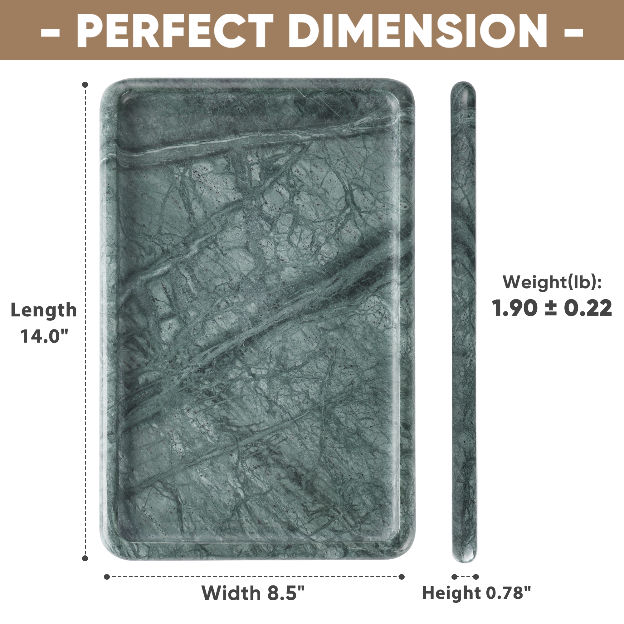 Koville Natural Stone One-Piece Square Trays in Indian Green, product view 56