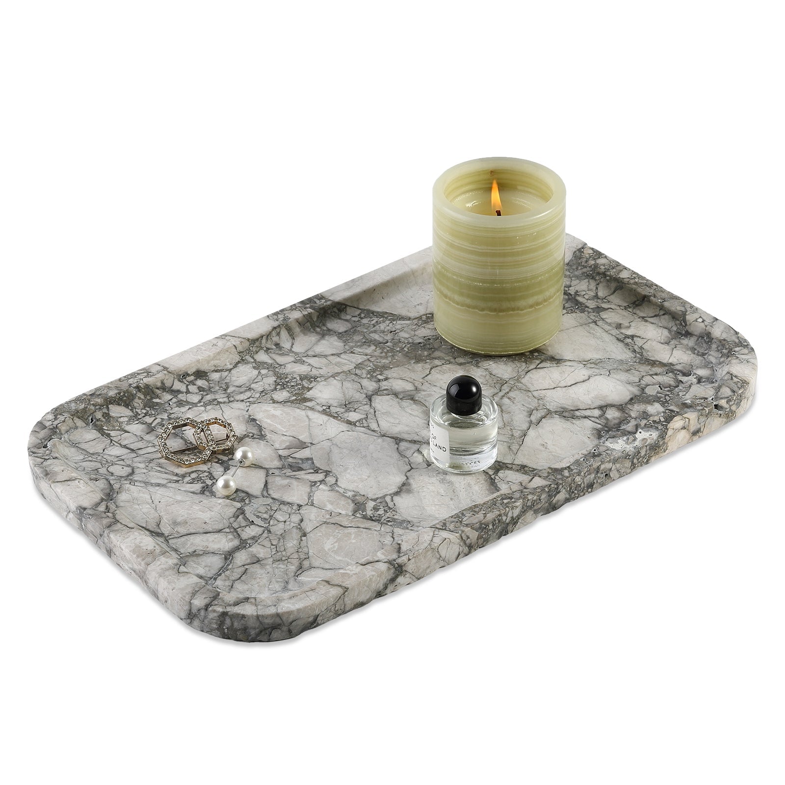 Koville Natural Stone One-Piece Square Trays in Silver Pearl, product view 64