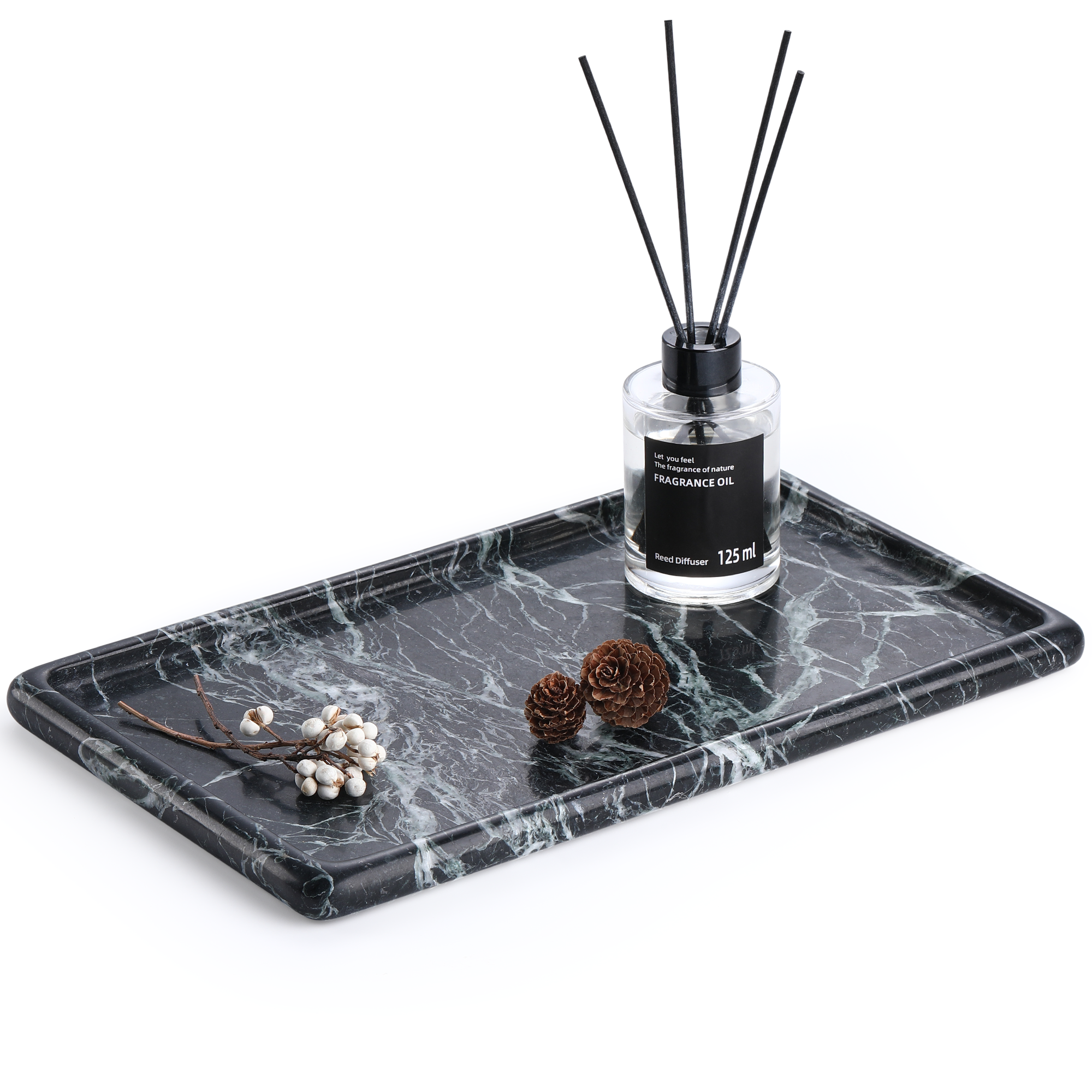 Koville Natural Stone One-Piece Square Trays in Verde Remeggiato, product view 68