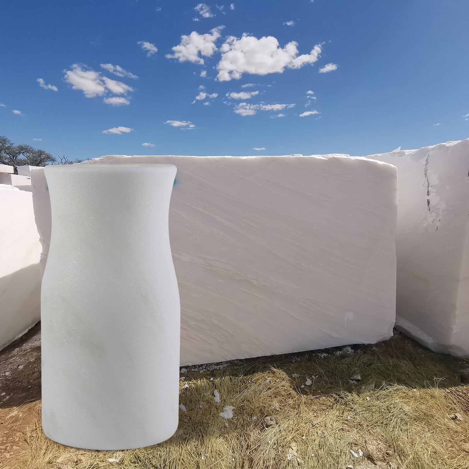 Koville Natural Stone Necked Vase for Floral Styling - 85 x 9 in natural stone, product view 8