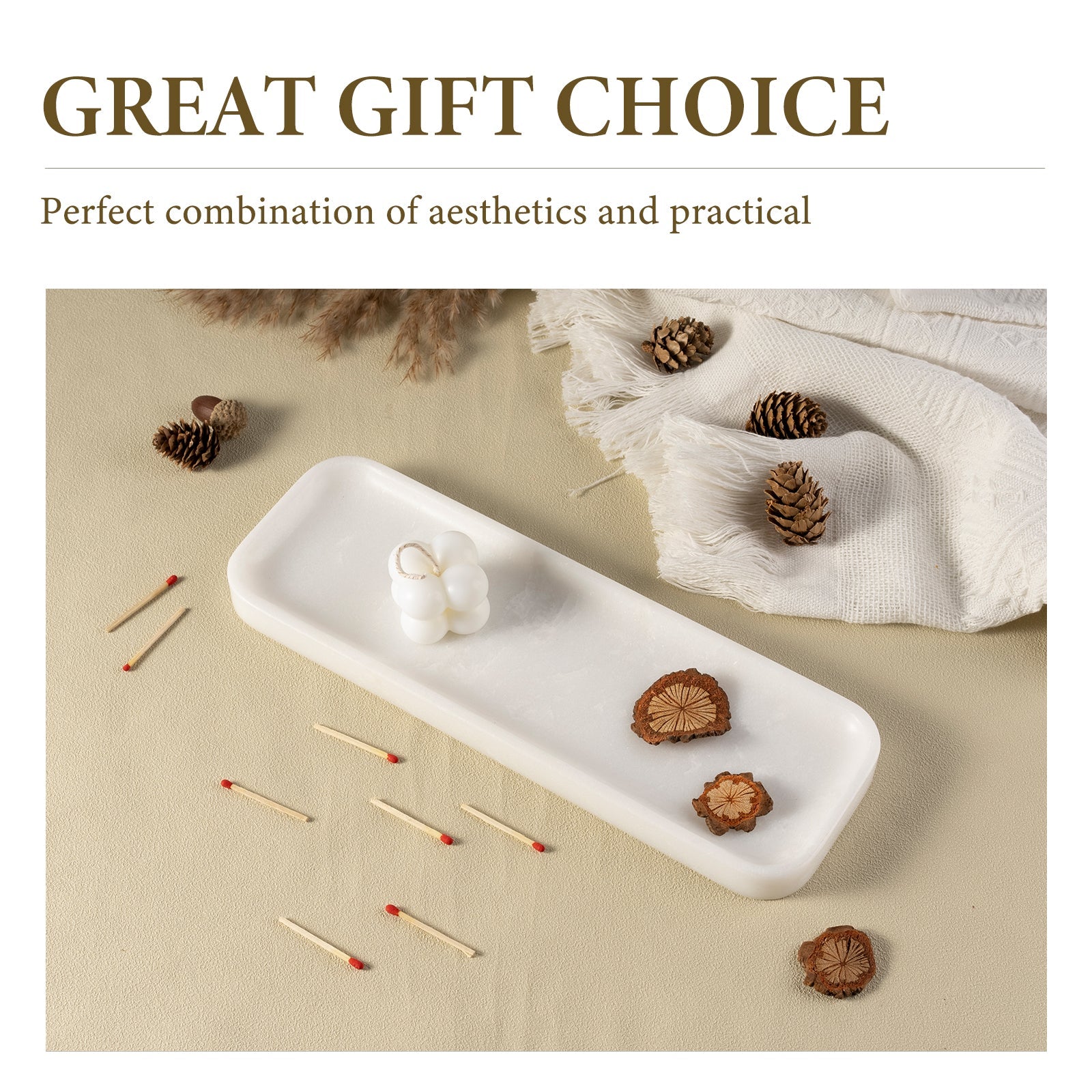 Koville Natural Stone One-Piece Square Trays in Namib Bianco, product view 82