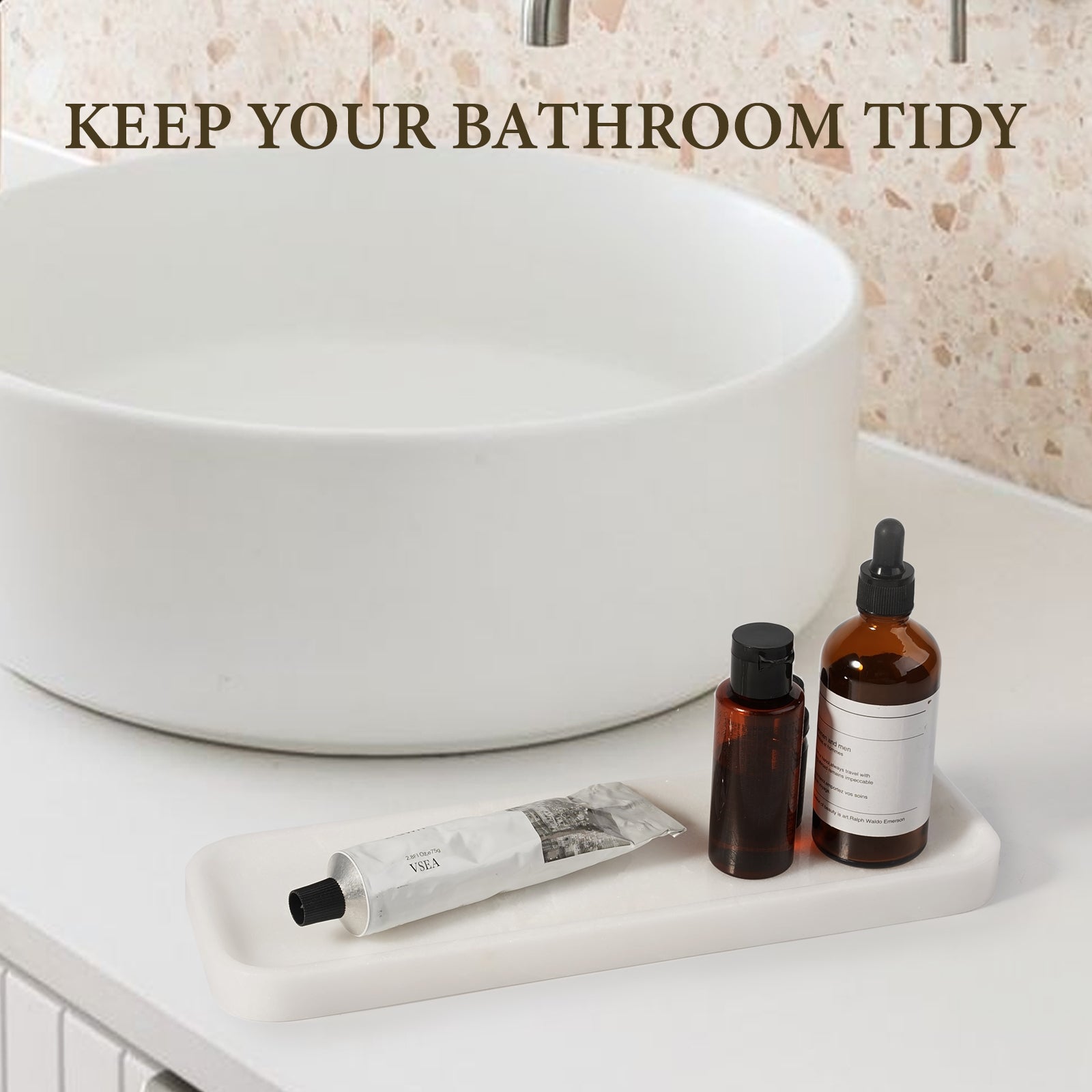 Koville Natural Stone One-Piece Square Trays in Namib Bianco, product view 83