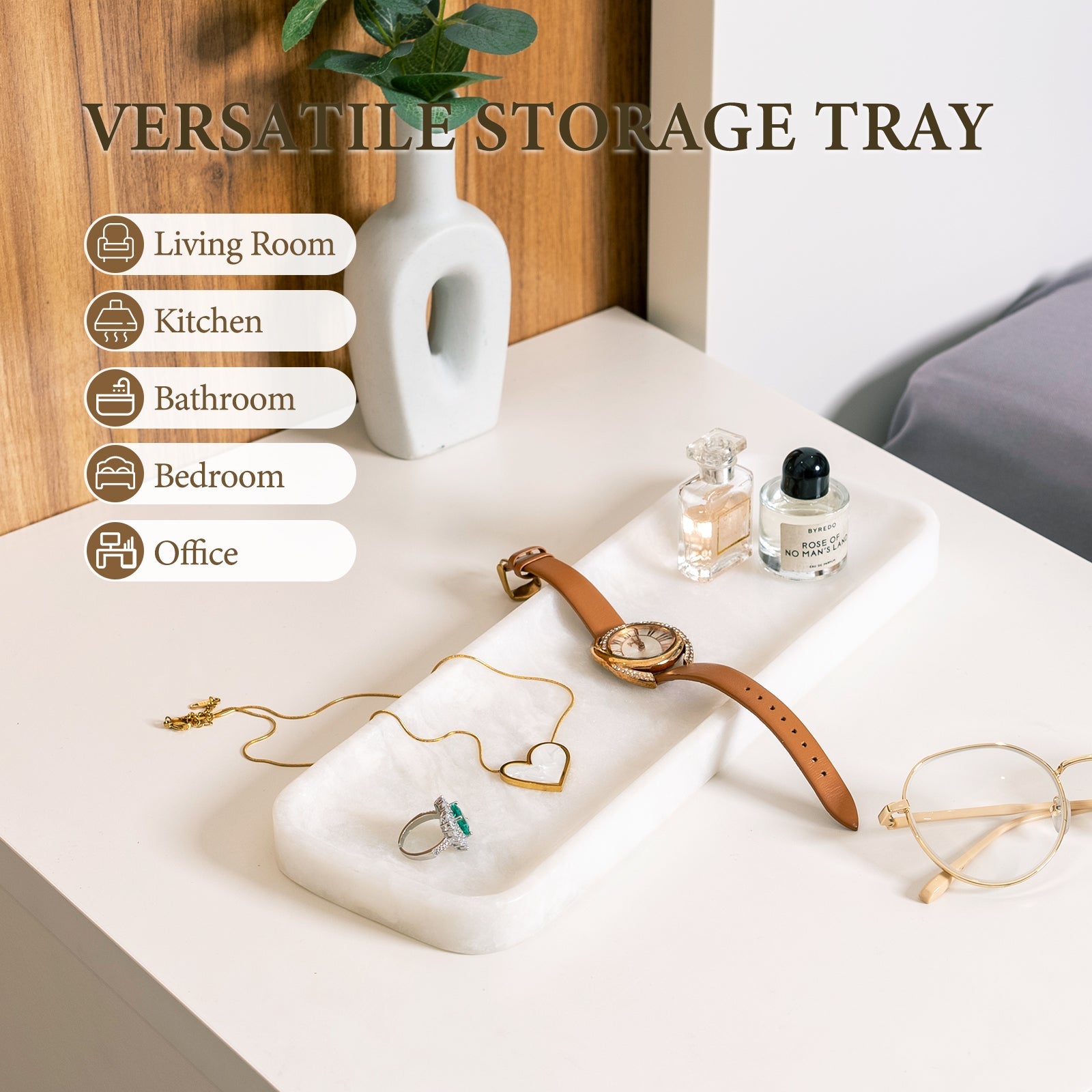 Koville Natural Stone One-Piece Square Trays in Namib Bianco, product view 84