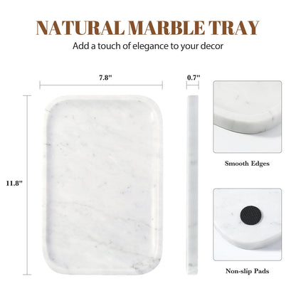 Koville Natural Stone One-Piece Square Trays in Bianco Carrara, product view 86