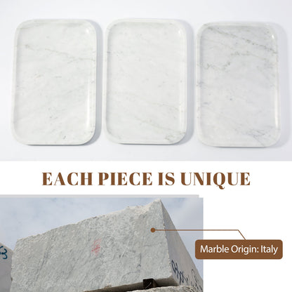 Koville Natural Stone One-Piece Square Trays in Bianco Carrara, product view 87