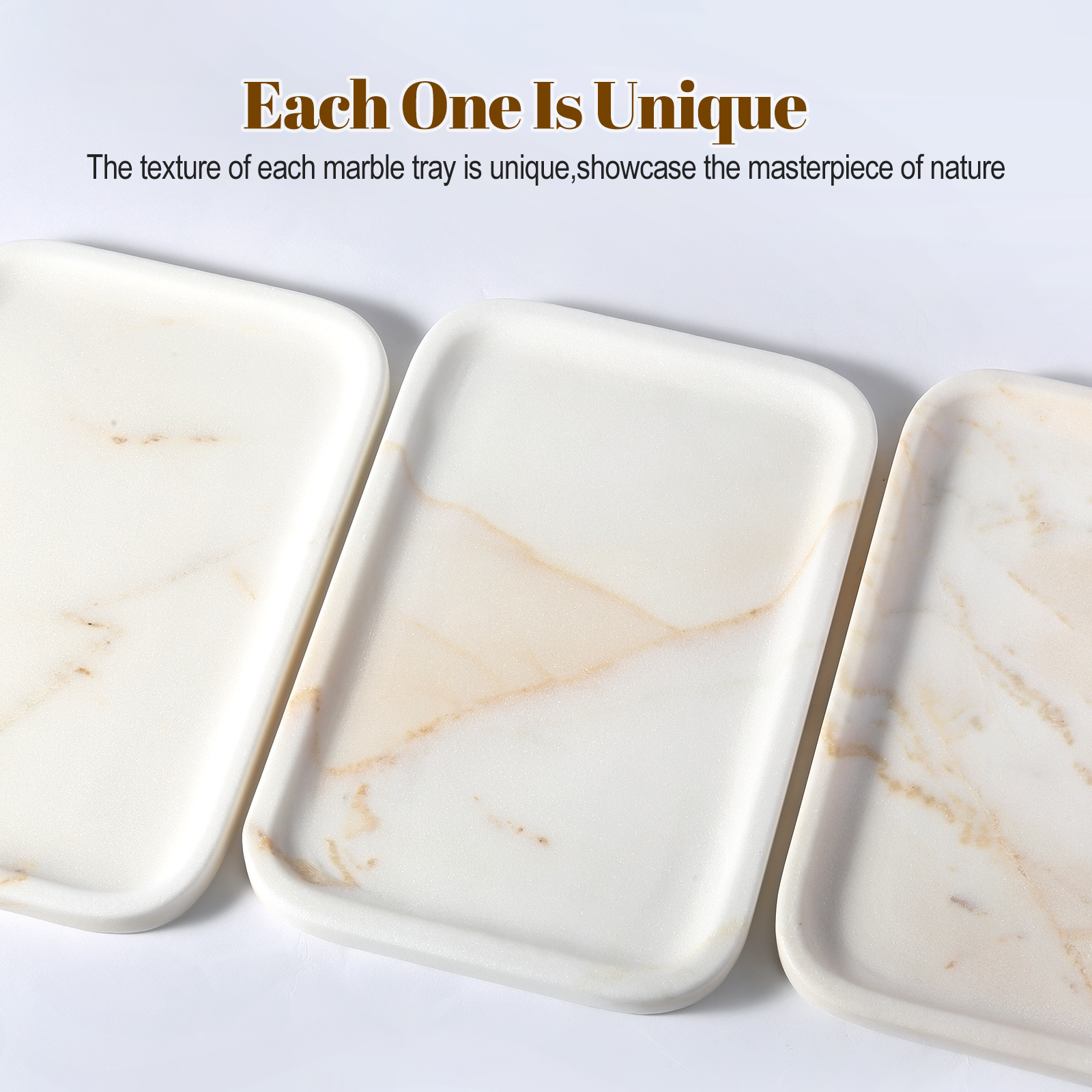 Koville Natural Stone One-Piece Square Trays in Golden Calacatta, product view 102