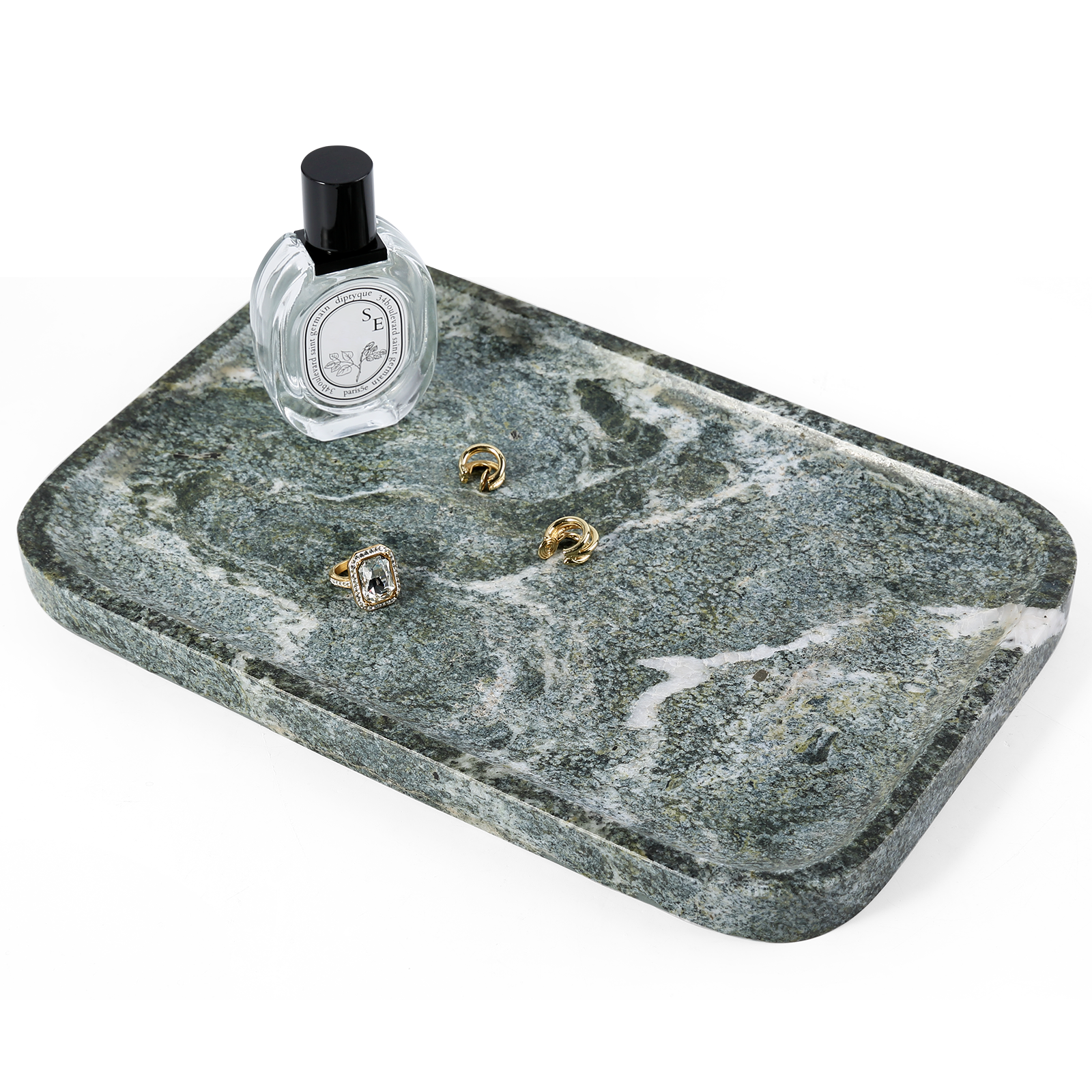 Koville Natural Stone One-Piece Square Trays in Indian Green, product view 103
