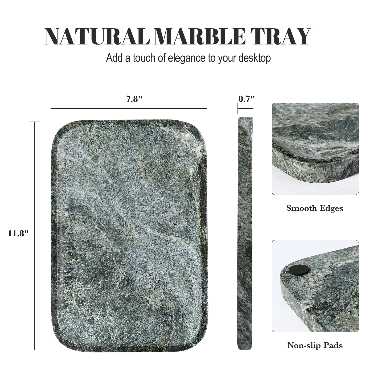 Koville Natural Stone One-Piece Square Trays in Indian Green, product view 104