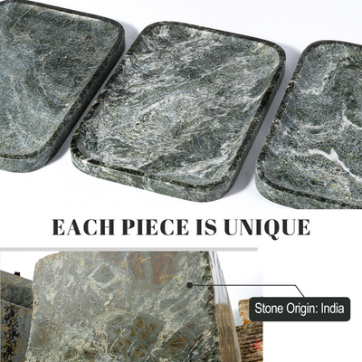 Koville Natural Stone One-Piece Square Trays in Indian Green, product view 105