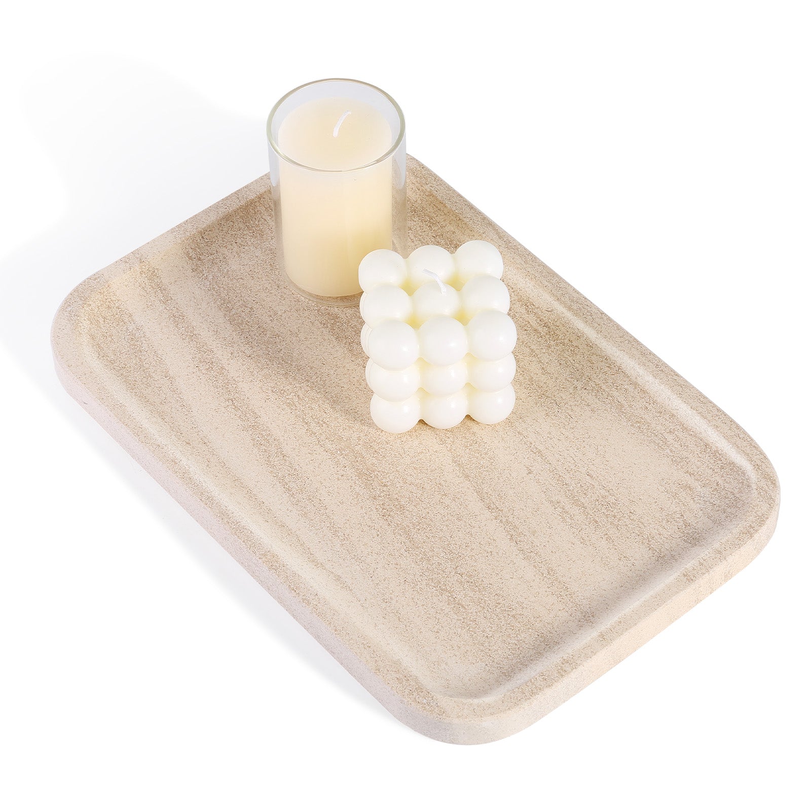 Koville Natural Stone One-Piece Square Trays in Moca Cream Media, product view 111