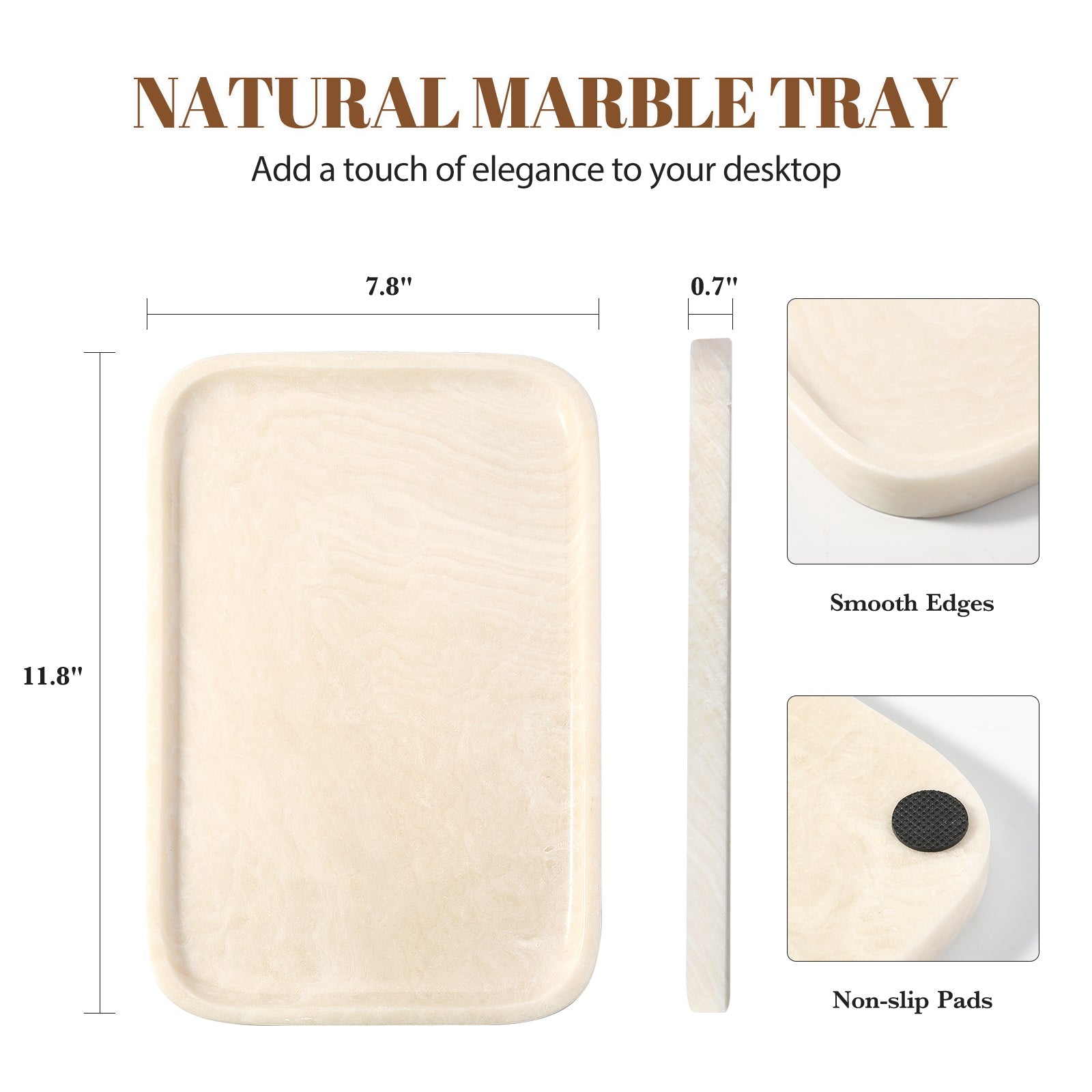 Koville Natural Stone One-Piece Square Trays in Navona, product view 123