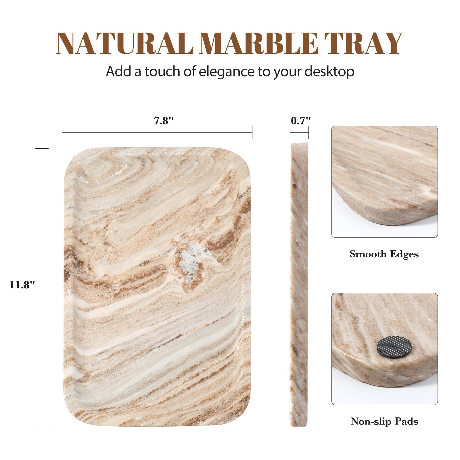 Koville Natural Stone One-Piece Square Trays in Palissandro, product view 135