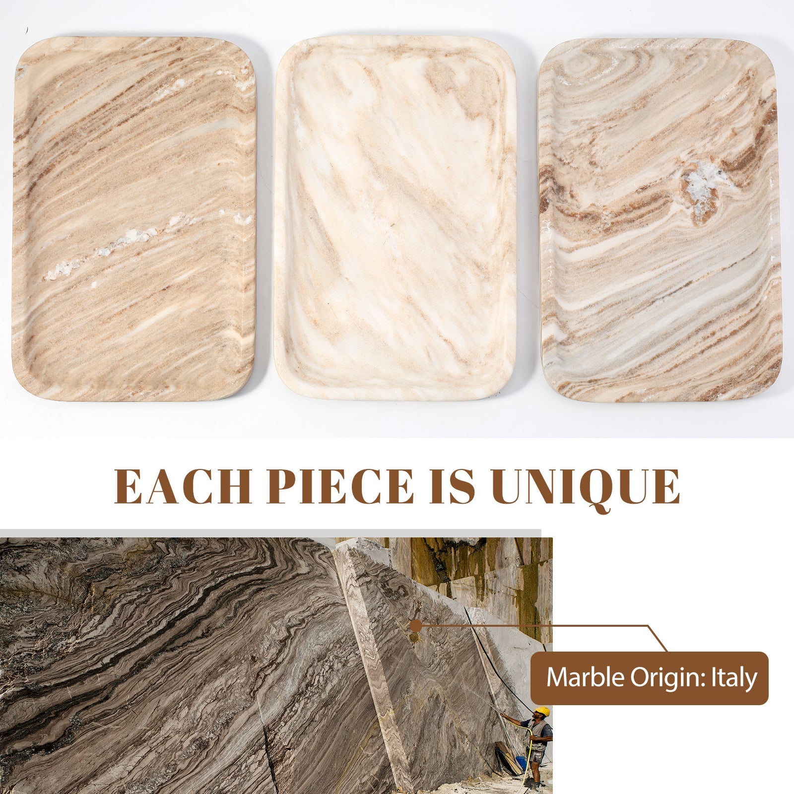 Koville Natural Stone One-Piece Square Trays in Palissandro, product view 136