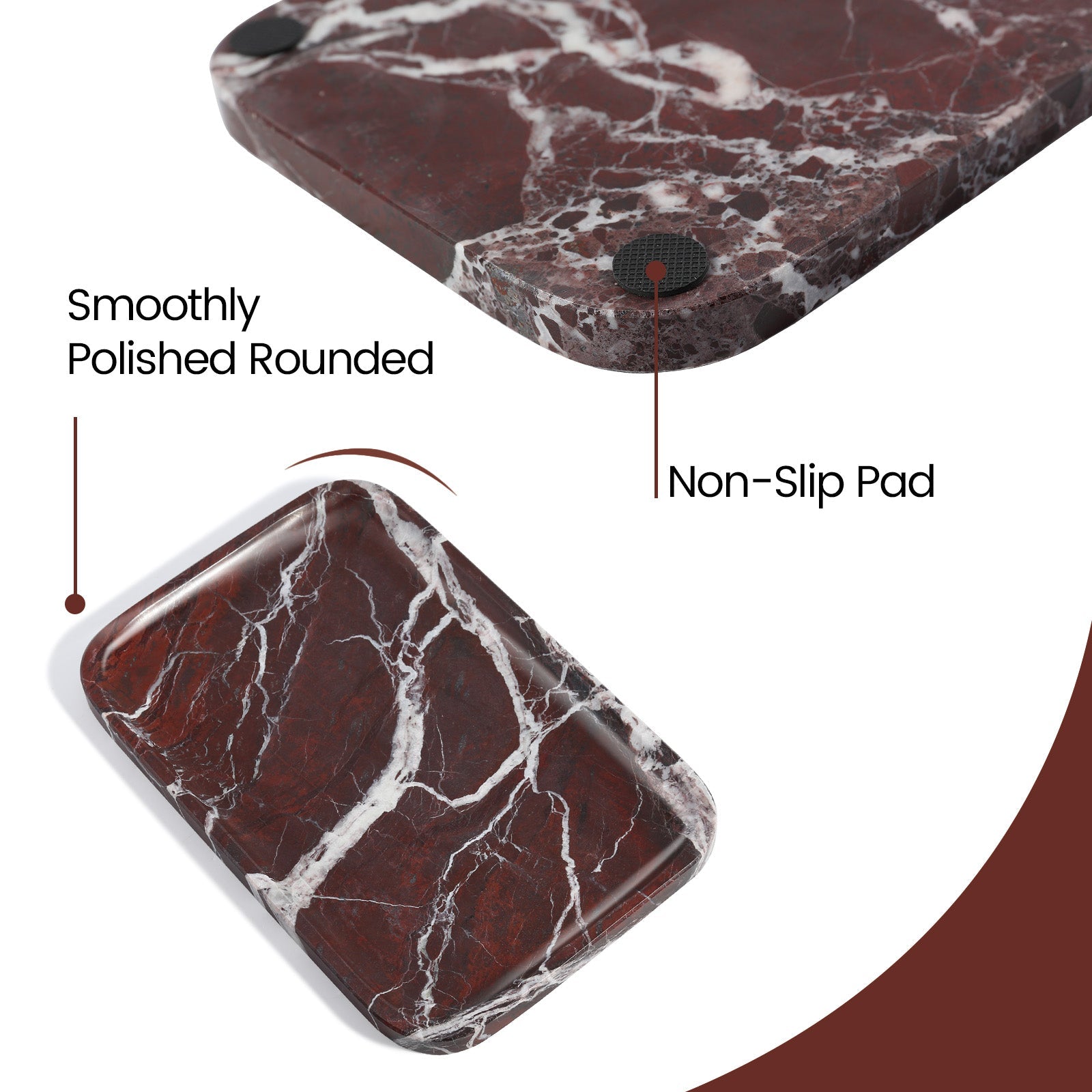 Koville Natural Stone One-Piece Square Trays in Rose Lepanto, product view 146