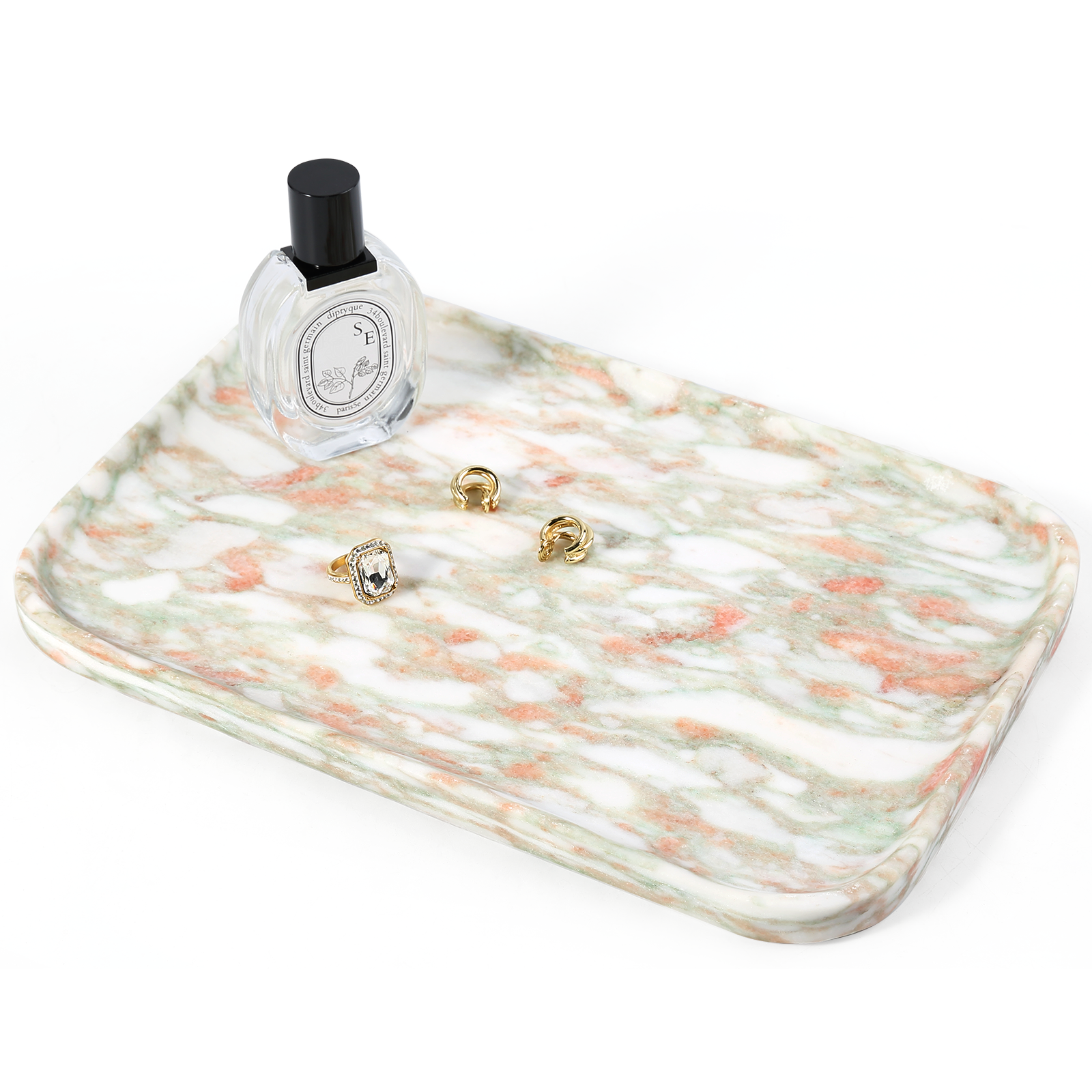 Koville red decorative tray in natural stone – view 2