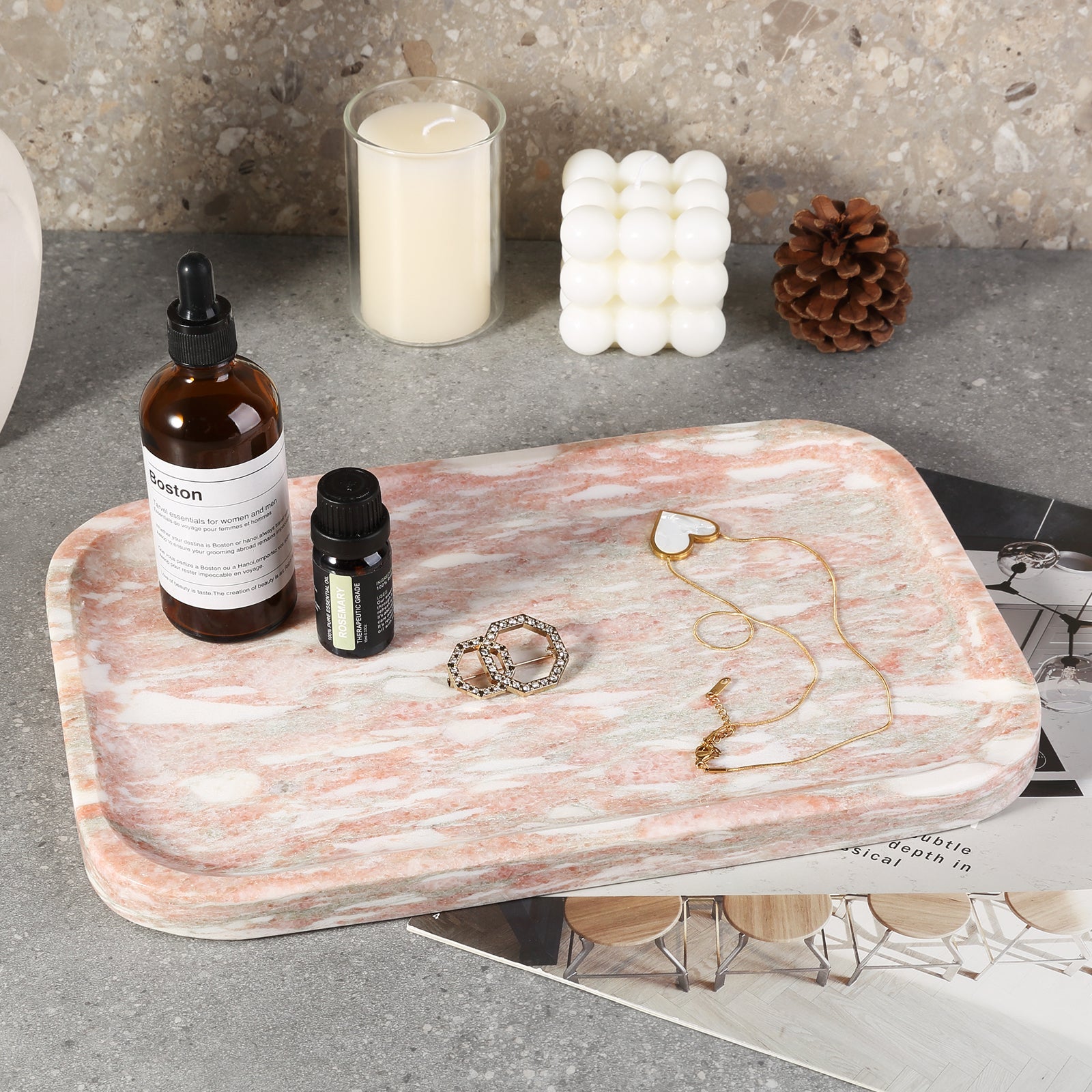 Koville Natural Stone One-Piece Square Trays in natural stone, product view 155