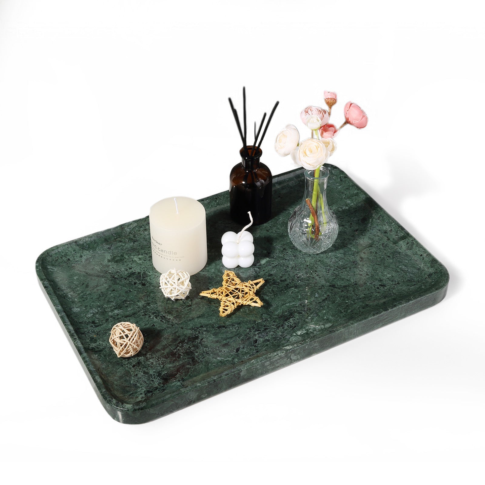 Koville Natural Stone One-Piece Square Trays in Indian Green, product view 172