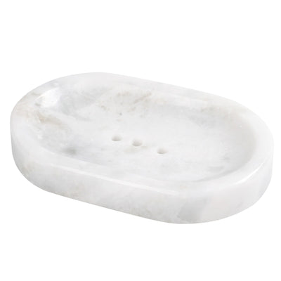 Koville Namib Fantasy marble oval soap dish with undulating surface with a softly shaped oval marble profile with undulating surface detail for a bathroom vanity or shower ledge