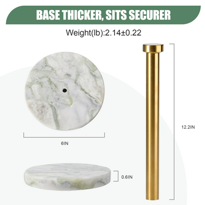 Koville Natural Stone Paper Towel Holder with Gold Metal Rod, 5.9 in Base in natural stone