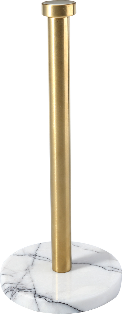 Koville Natural Stone Paper Towel Holder with Gold Metal Rod, 5.9 in Base in natural stone