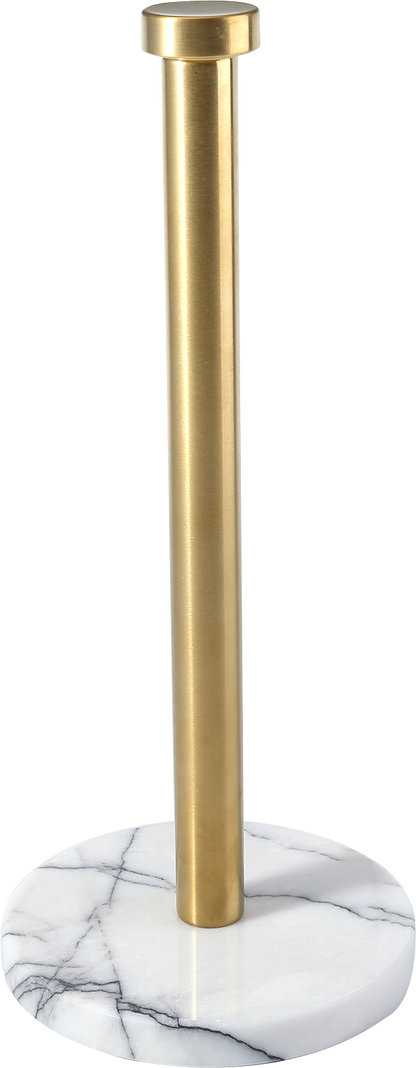 Koville Natural Stone Paper Towel Holder with Gold Metal Rod, 5.9 in Base in natural stone
