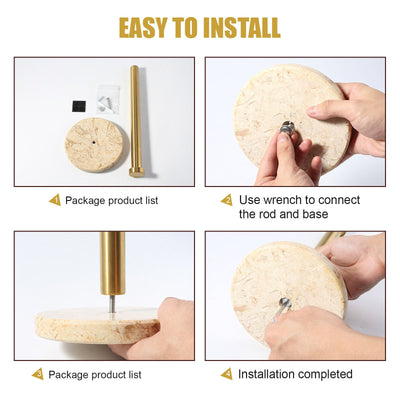 Koville Natural Stone Paper Towel Holder with Gold Metal Rod, 5.9 in Base in natural stone