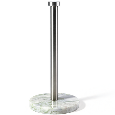 Koville Natural Stone Paper Towel Holder with Silver Metal Rod, 5.9 in Base in natural stone