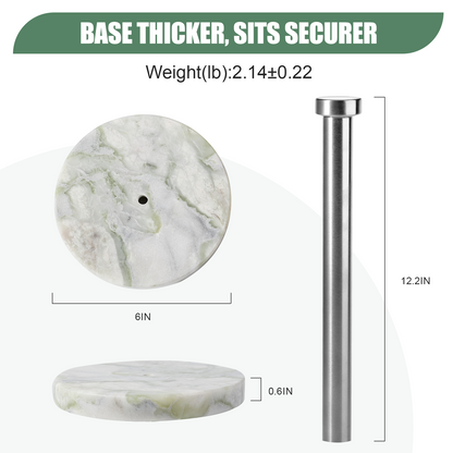 Koville Natural Stone Paper Towel Holder with Silver Metal Rod, 5.9 in Base in natural stone