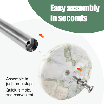Koville Natural Stone Paper Towel Holder with Silver Metal Rod, 5.9 in Base in natural stone
