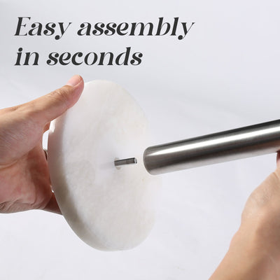 Koville Natural Stone Paper Towel Holder with Silver Metal Rod, 5.9 in Base in natural stone