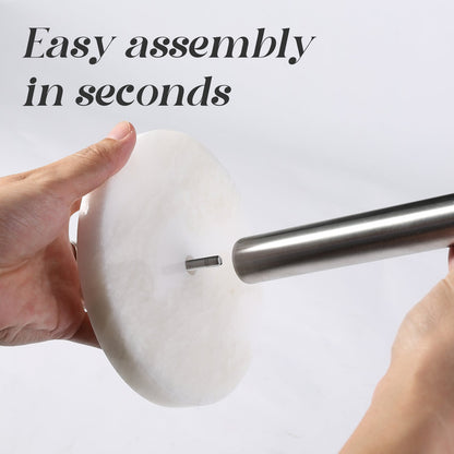 Koville Natural Stone Paper Towel Holder with Silver Metal Rod, 5.9 in Base in natural stone