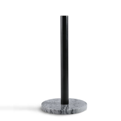 Koville Natural Stone Paper Towel Holder with Black Metal Rod, 5.9 in Base in natural stone