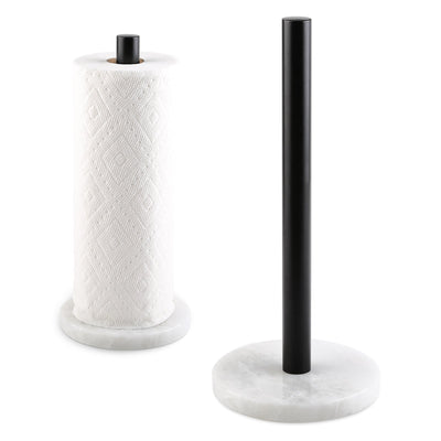 Koville Natural Stone Paper Towel Holder with Black Metal Rod, 5.9 in Base in natural stone