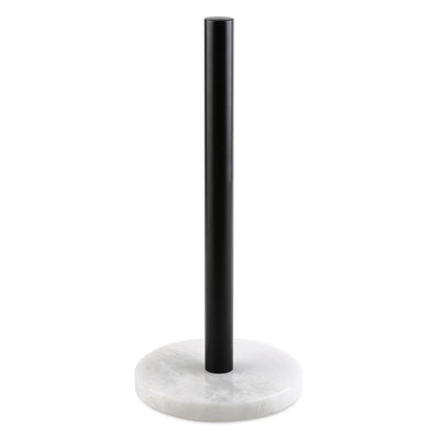 Koville Natural Stone Paper Towel Holder with Black Metal Rod, 5.9 in Base in natural stone