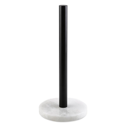 Koville Natural Stone Paper Towel Holder with Black Metal Rod, 5.9 in Base in natural stone