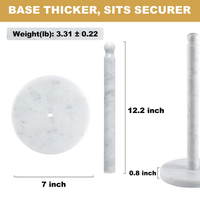 Koville Natural Stone Paper Towel Holder with Stone Rod, 5.9 in Base in natural stone