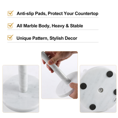 Koville Natural Stone Paper Towel Holder with Stone Rod, 5.9 in Base in natural stone