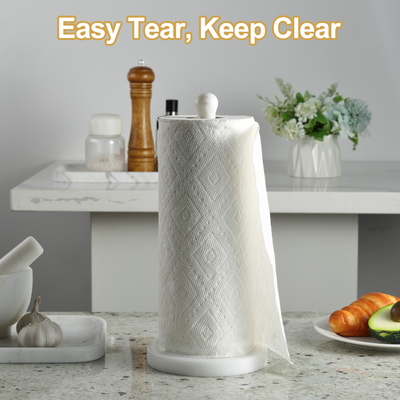 Koville Natural Stone Paper Towel Holder with Stone Rod, 5.9 in Base in natural stone