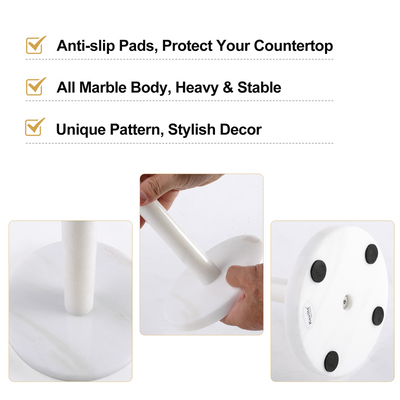 Koville Natural Stone Paper Towel Holder with Stone Rod, 5.9 in Base in natural stone