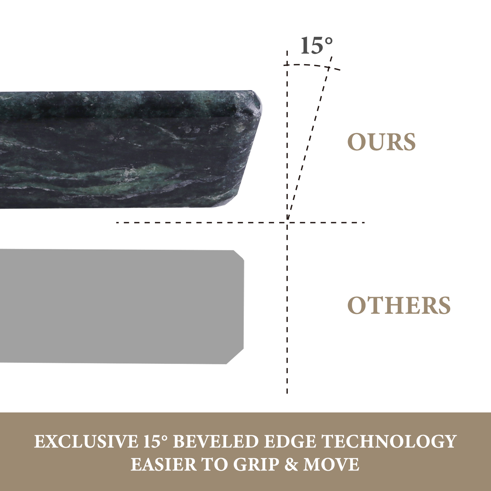 Koville natural stone pastry board in Indian Green
