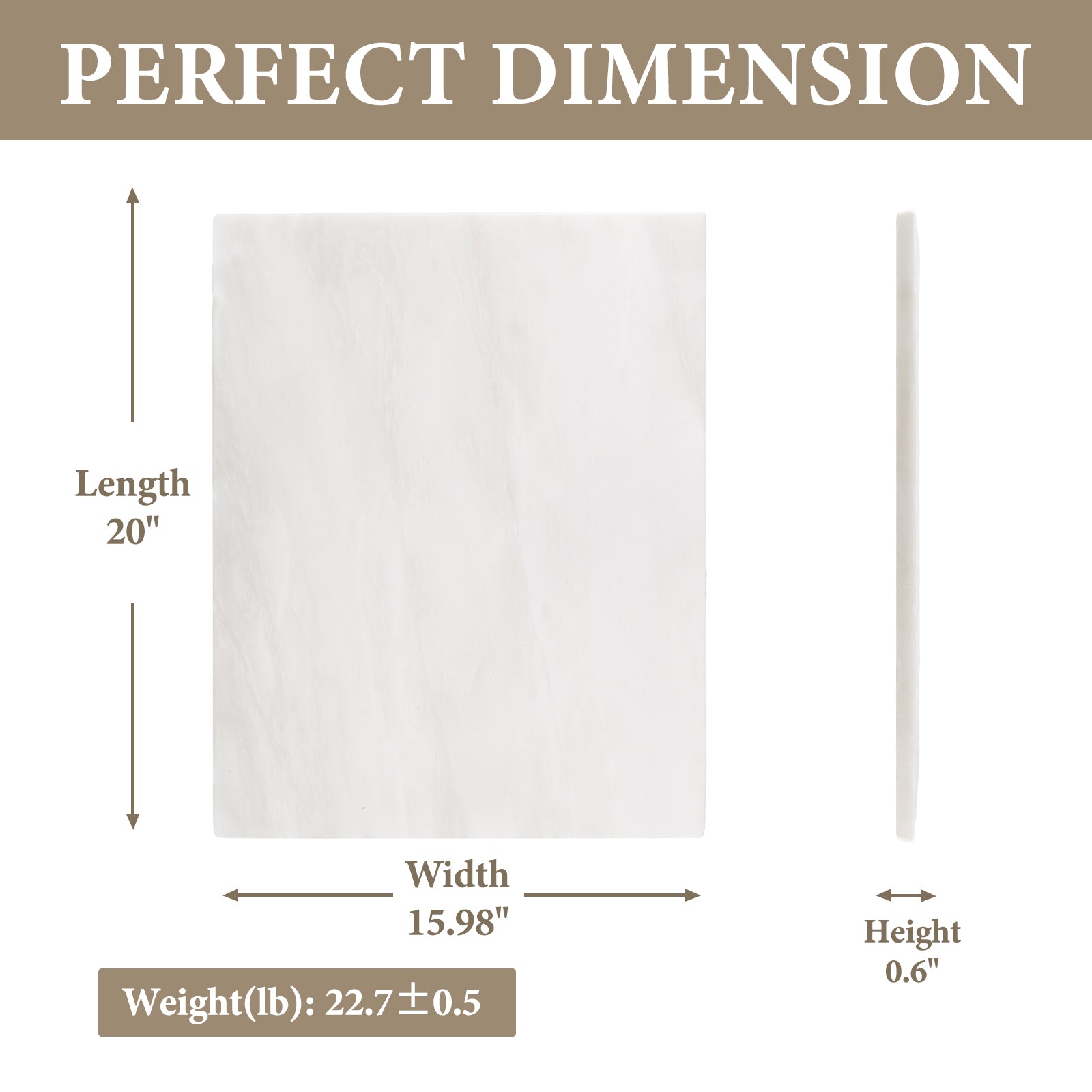 Koville natural stone pastry board in Namib Bianco