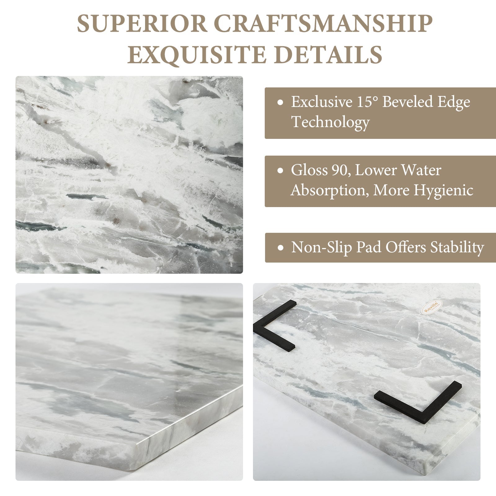 Koville natural stone pastry board in Rhino Grey