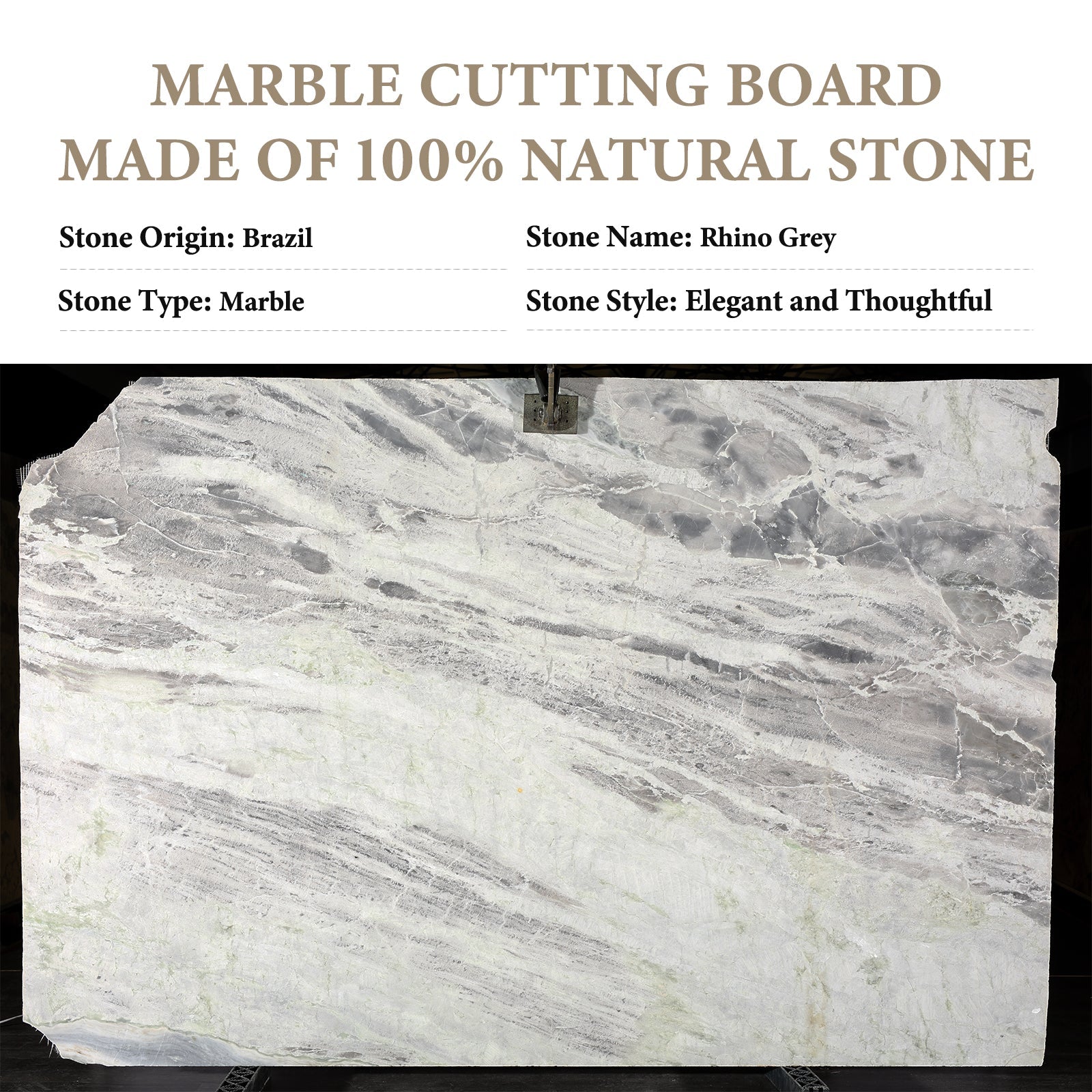 Koville natural stone pastry board in Rhino Grey