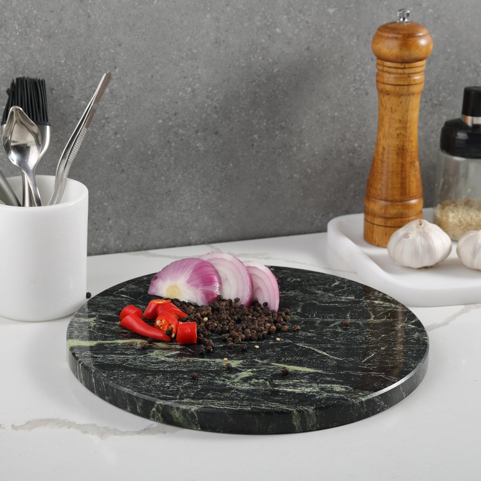 Koville round natural stone pastry board - Koville_Marble_Pastry_Board_-_round_D_280_Indian_Green_25.jpg