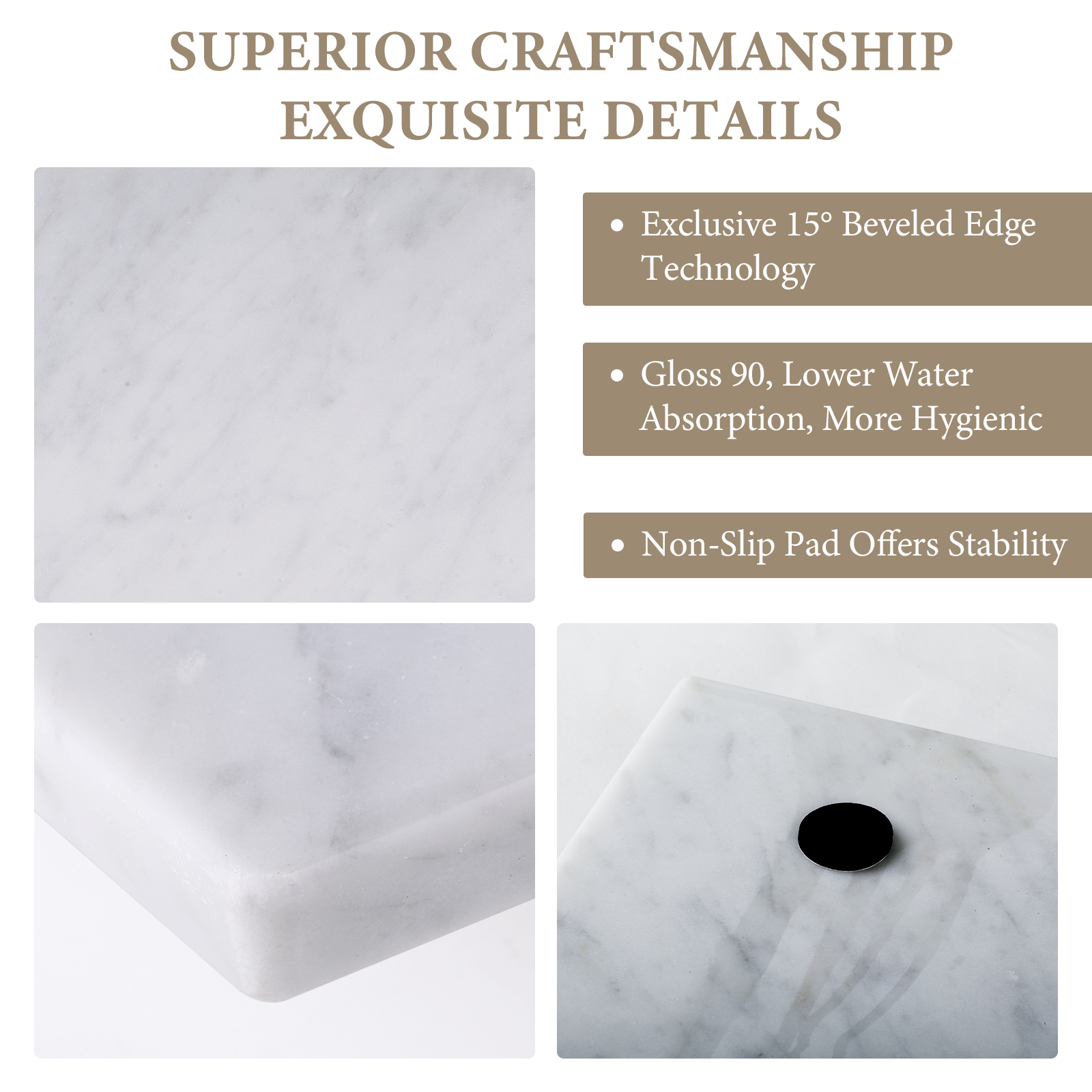 Koville natural stone pastry board in Bianco Carrara