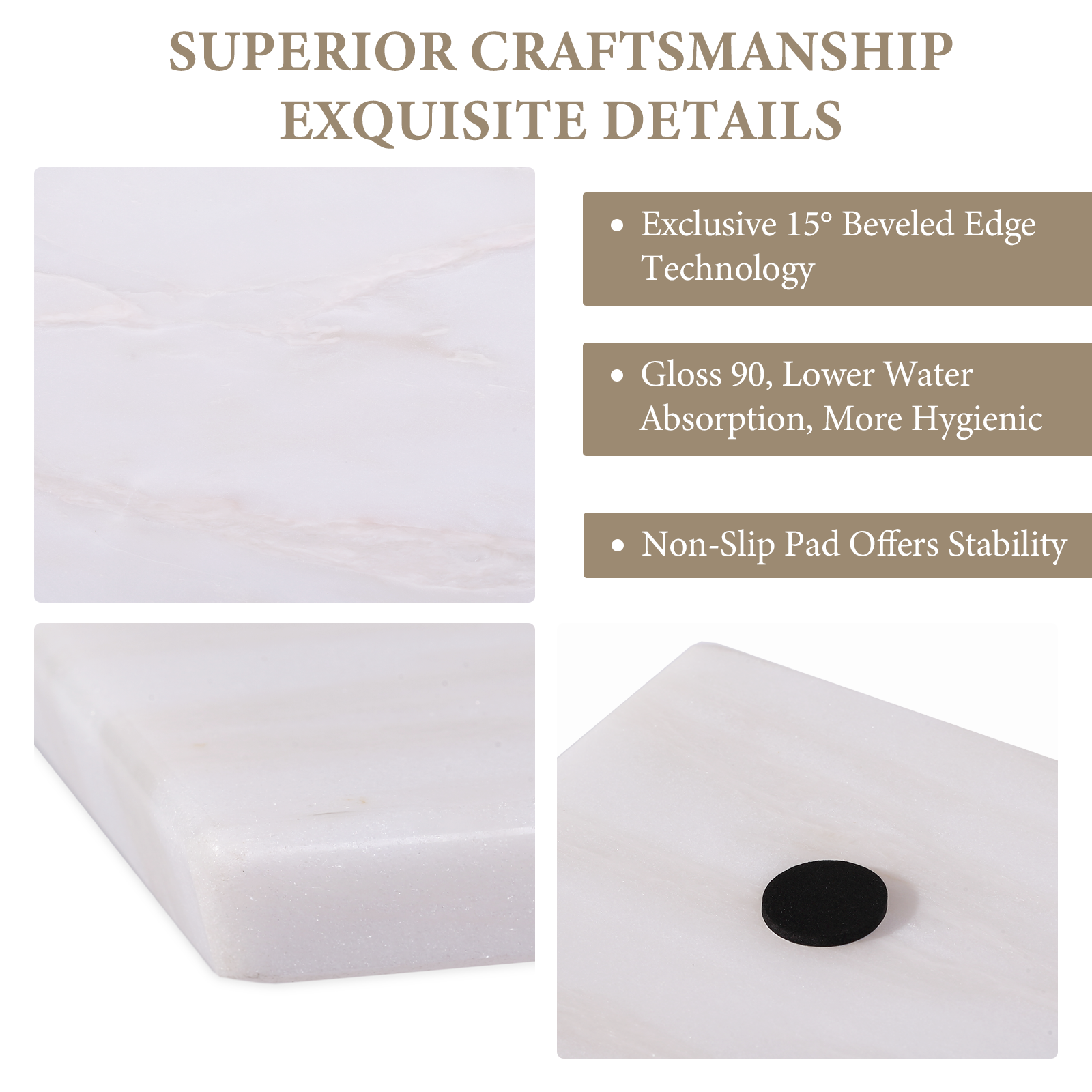 Koville natural stone pastry board in Namib Bianco