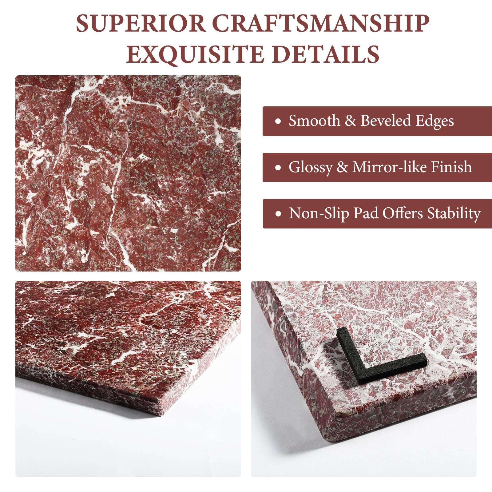 Koville natural stone pastry board in Rose Lepanto