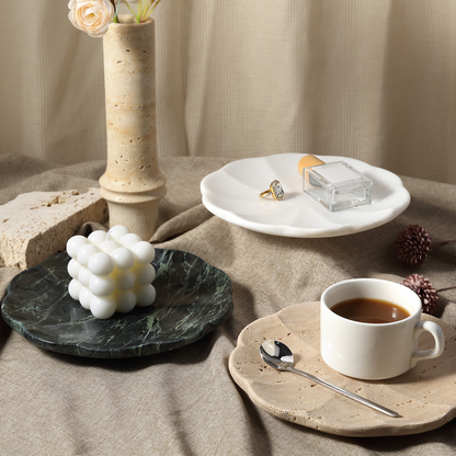 Koville pumpkin serving tray for table styling in Namib Bianco natural stone