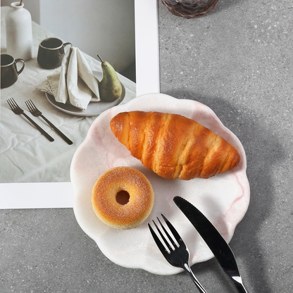 Koville pumpkin serving tray for table styling in Namibia Rose natural stone