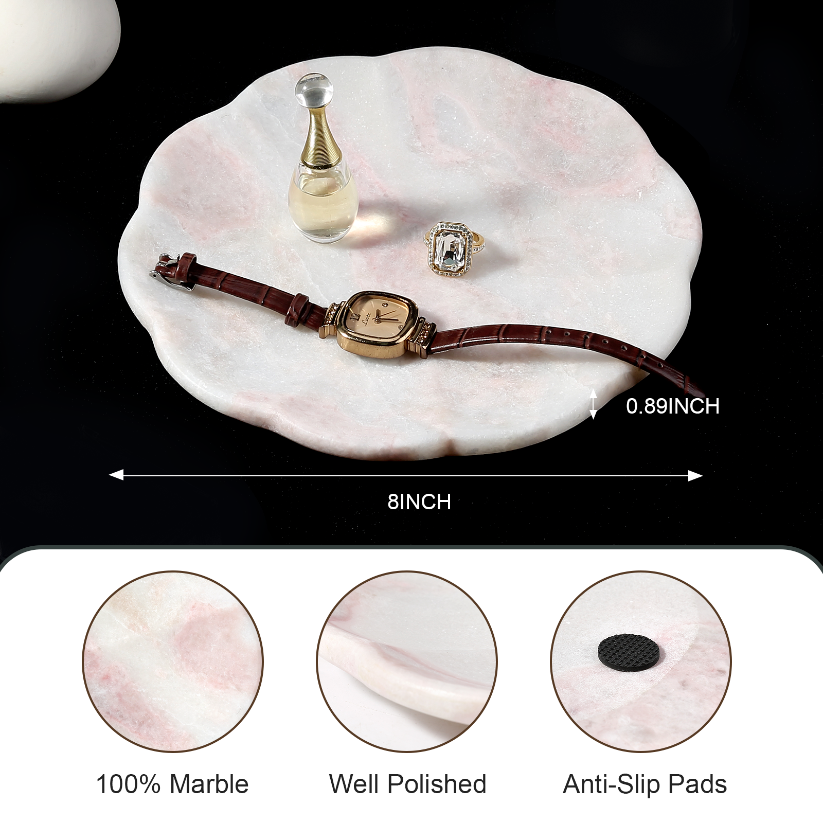 Koville pumpkin serving tray for table styling in Namibia Rose natural stone